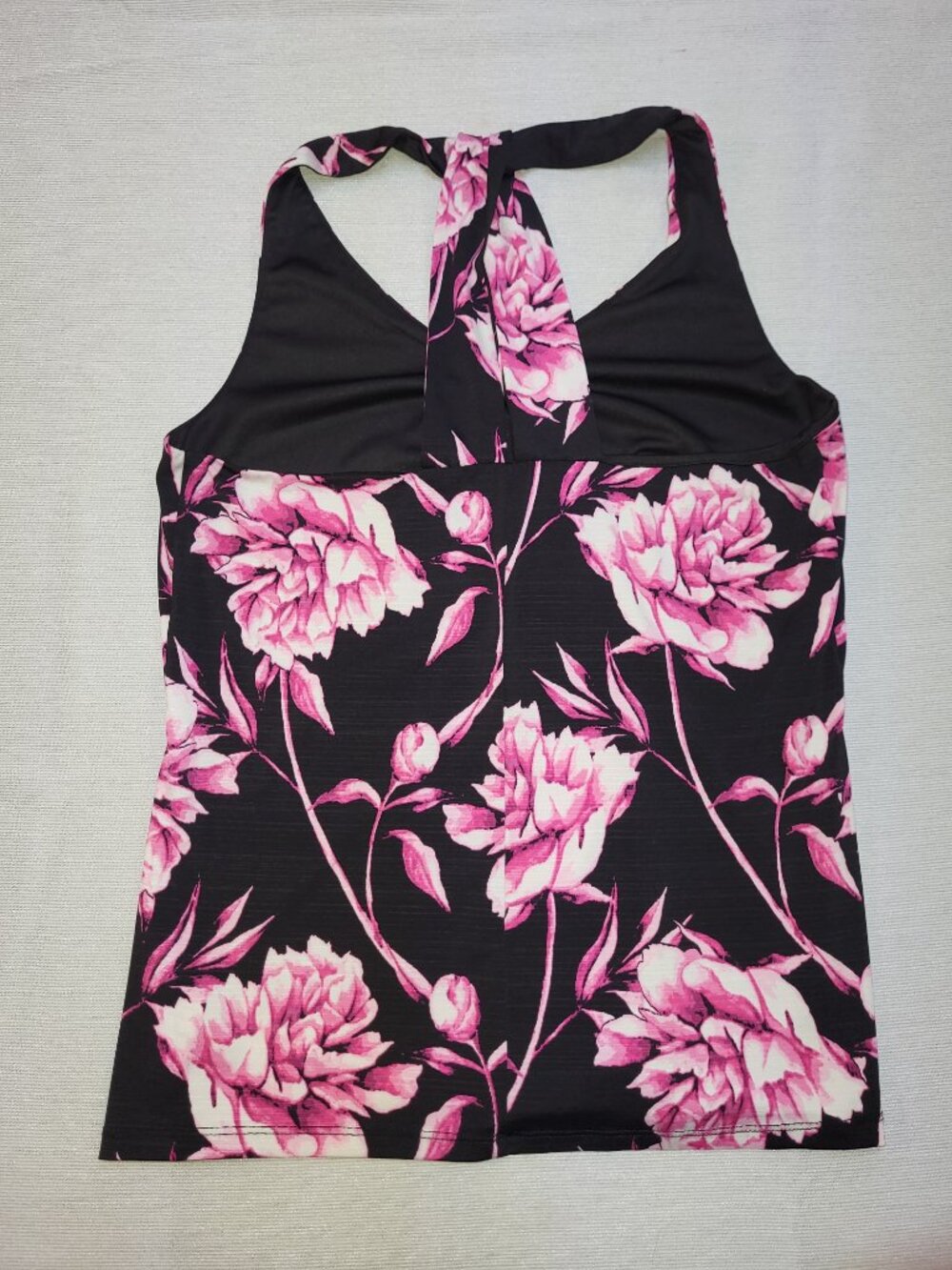 Ricki's Floral Tank Top Women's Small Black Pink Sleeveless V-Neck Blouse - Picture 6 of 12